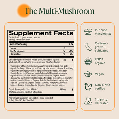 Om Master Blend Mushroom Powder – Organic Mushroom Supplement with 10 Mushrooms and Ashwagandha - Support Immunity, Gut Health & Stress Relief, - dailyvitalstore