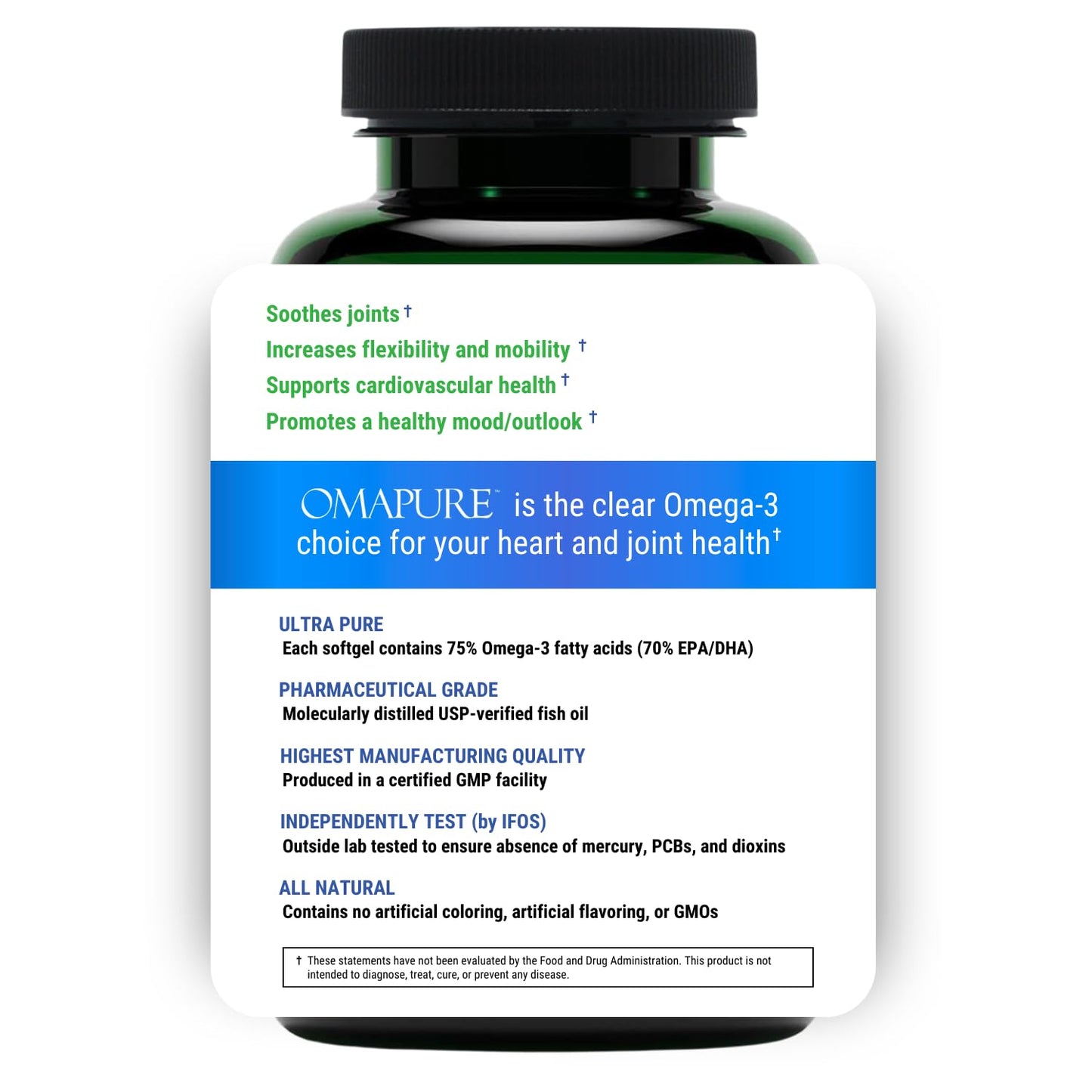 OMAPURE Fish Oil Omega 3 Supplements - Triple Strength - High EPA, DHA - IFOS Lab Tested - Supports Heart & Brain Health - Burpless Capsules - Wild Caught - (3 Bottles - 120 Softgels Per Bottle) - dailyvitalstore