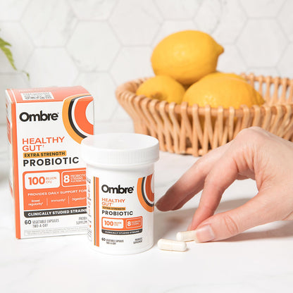 Ombre Healthy Gut Probiotics for Digestive Health 100 Billion CFU - Prebiotics and Probiotics for Women & Men with Lactobacillus Acidophilus & Digestive Enzymes, Gut Health Support, Vegan, 30 Servings - dailyvitalstore