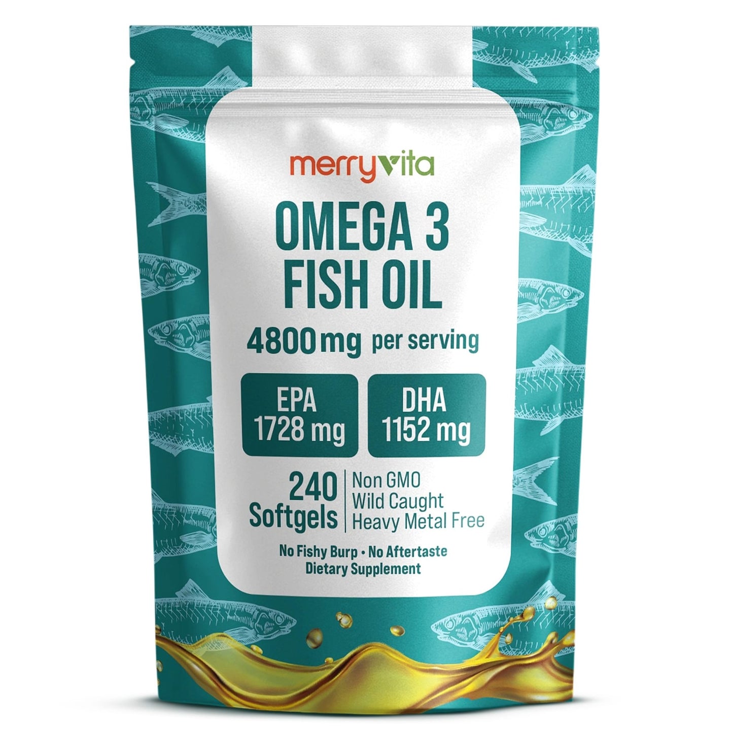 Omega 3 Fish Oil 4800 mg – EPA 1728 mg | DHA 1152 mg from Wild-Caught Anchovies – Burpless Mini Softgels – Pure Omega-3 Fatty Acid Supplement – Non-GMO, Gluten-Free, No Aftertaste – 240 Capsules - dailyvitalstore