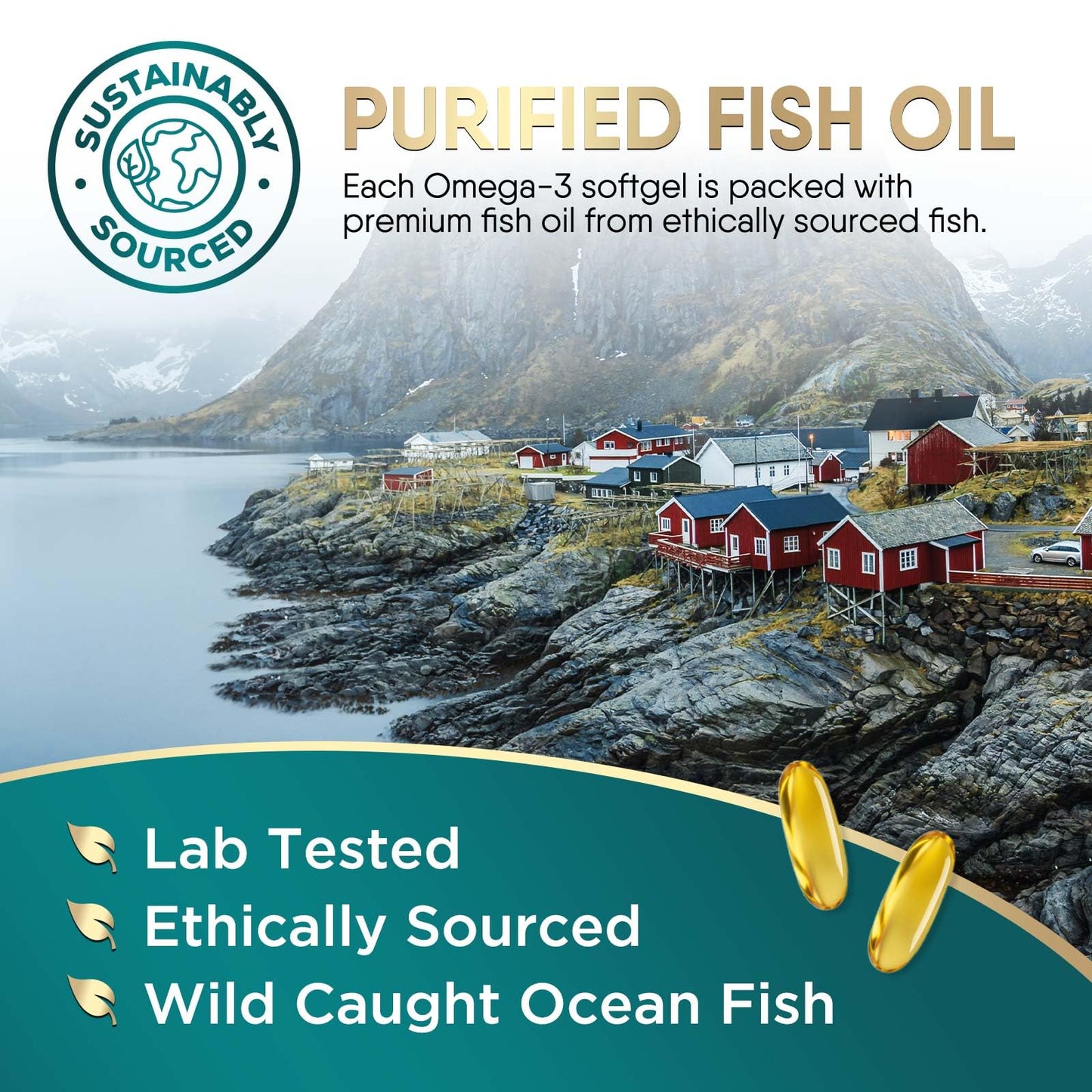 Omega 3 Fish Oil Supplements - 2400mg Fish Oil Per Serving - Triple Strength Omega-3 with Fatty Acids EPA & DHA - Natural Heart, Brain & Immune Support - dailyvitalstore