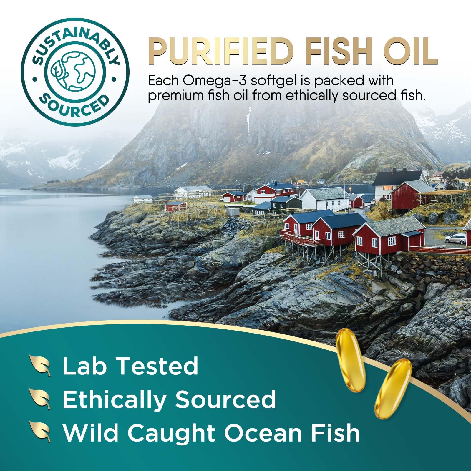 Omega 3 Fish Oil Supplements - 2400mg Fish Oil Per Serving - Triple Strength Omega-3 with Fatty Acids EPA & DHA - Natural Heart, Brain & Immune Support - dailyvitalstore