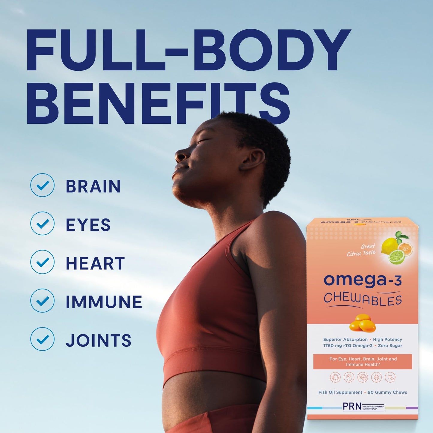 Omega 3 Gummy Chewables - 90 Gel Chews, 30-Day Supply, Citrus Flavor - 1760mg Ultra-Pure rTG Omega 3 for Eye, Heart, Brain, Joint & Immune Health - dailyvitalstore