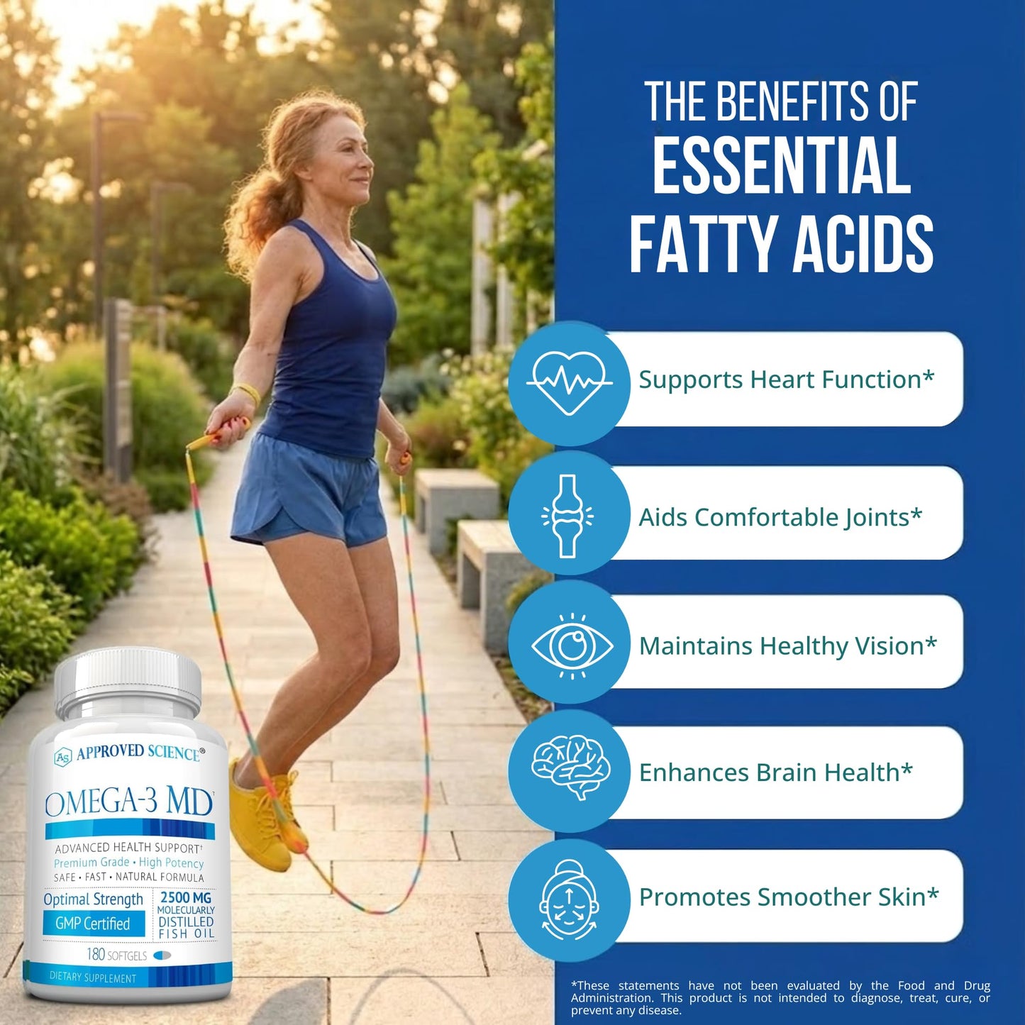 Omega-3 MD - EPA & DHA Supplement - 2500mg Omega 3 Fish Oil for Heart Health, Brain Support, Joint Comfort, & Overall Wellness - 2 Bottles - 6 Month Supply - dailyvitalstore