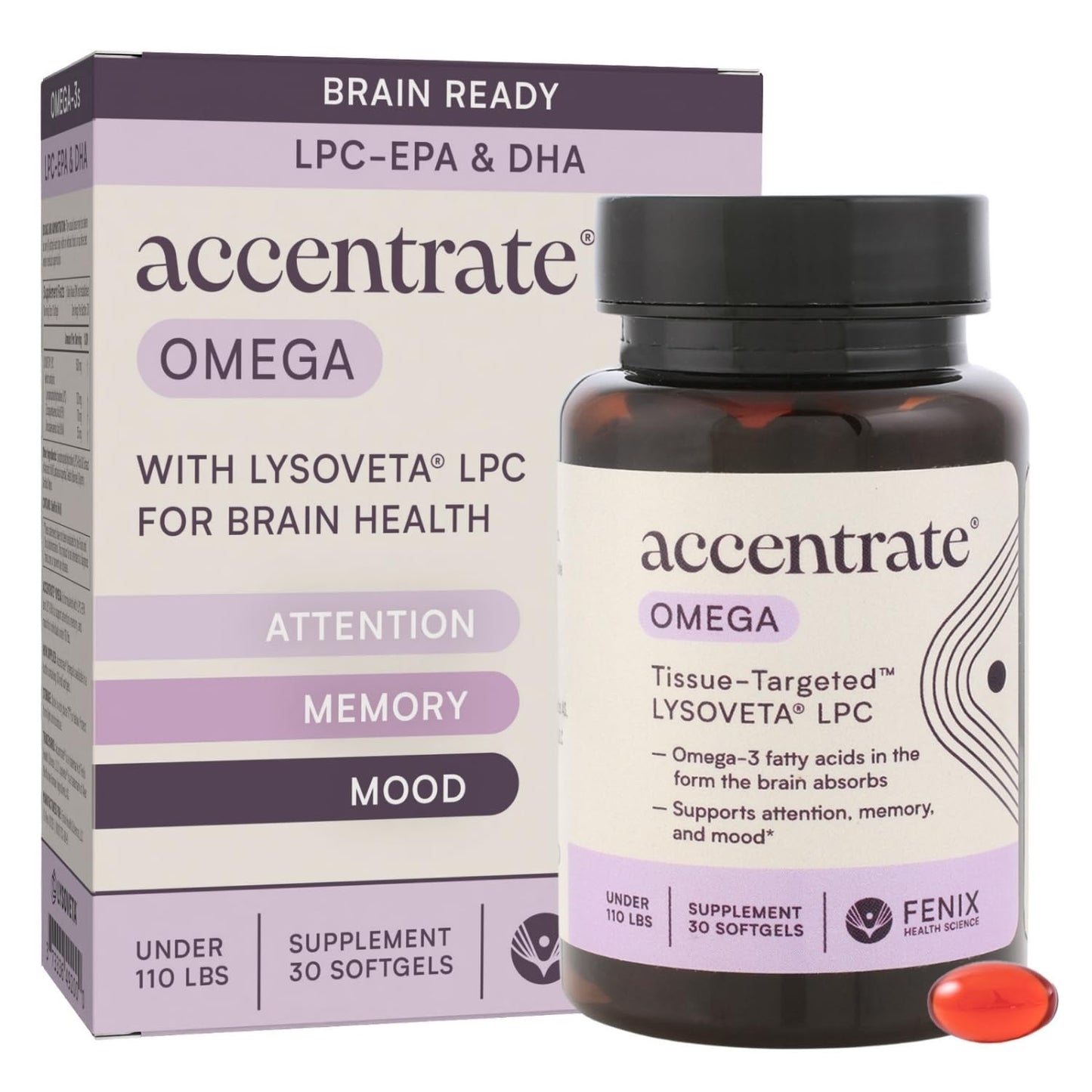Omega w/LYSOVETA LPC | EPA & DHA Supplements for Brain Health | Focus, Attention, Memory, & Mood | 6X Higher Absorption Than Fish Oil | Omega-3 Fatty Acid Supplements | Highest Potency LPC-DHA - dailyvitalstore