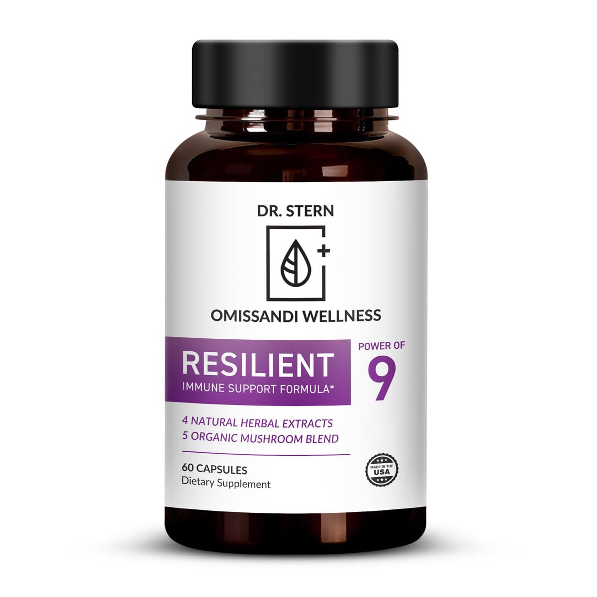 OMISSANDI-WELLNESS Resilient - Natural Immune System Support - Dr. Ian Stern Formulated - to boost your defenses - W/Organic Mushroom Blend, Echinacea, Astragalus & More - Vegan - Made in USA- 60 Caps - dailyvitalstore