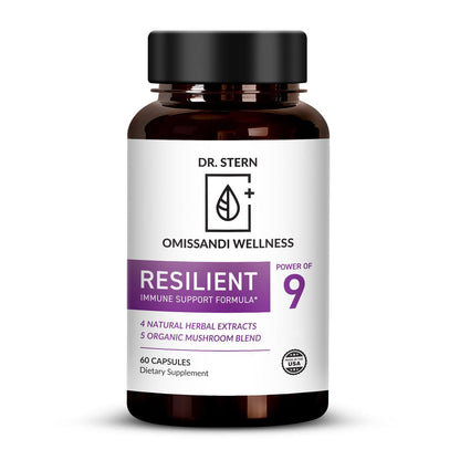 OMISSANDI-WELLNESS Resilient - Natural Immune System Support - Dr. Ian Stern Formulated - to boost your defenses - W/Organic Mushroom Blend, Echinacea, Astragalus & More - Vegan - Made in USA- 60 Caps - dailyvitalstore