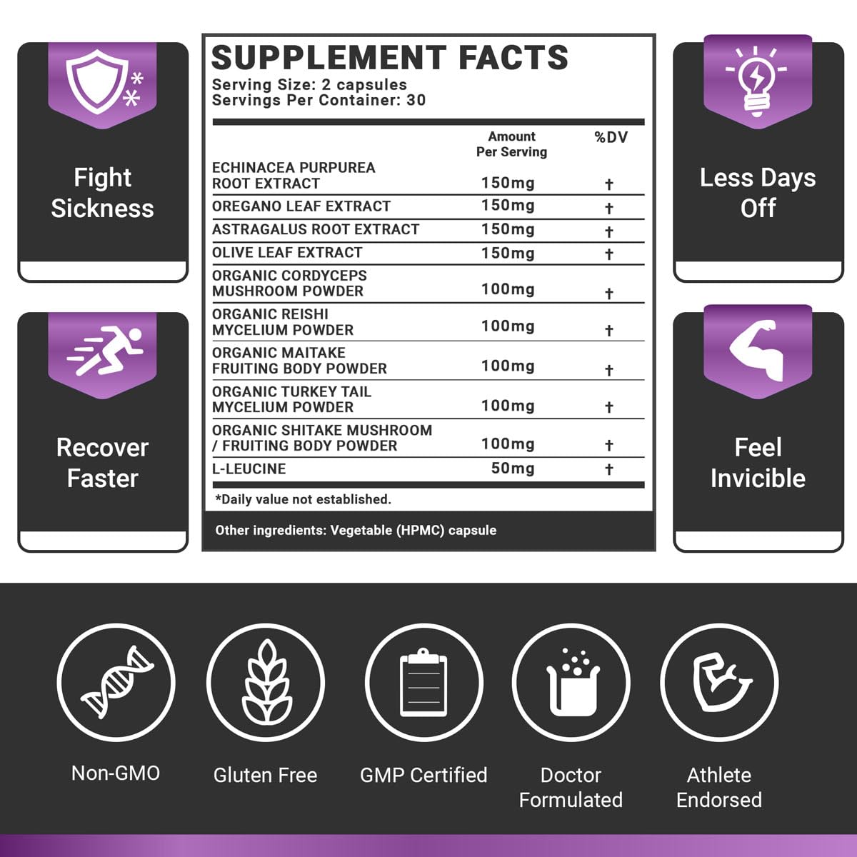 OMISSANDI-WELLNESS Resilient - Natural Immune System Support - Dr. Ian Stern Formulated - to boost your defenses - W/Organic Mushroom Blend, Echinacea, Astragalus & More - Vegan - Made in USA- 60 Caps - dailyvitalstore