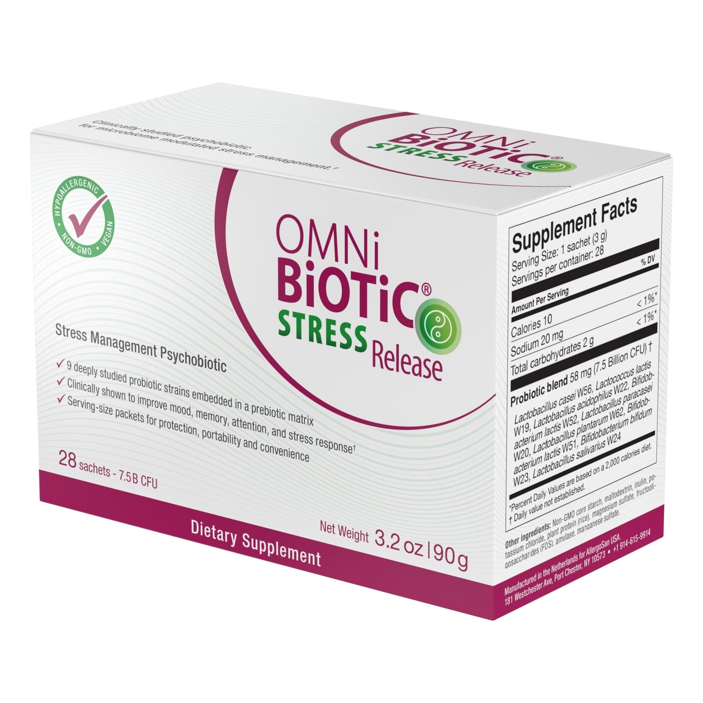 OMNi BiOTiC Stress Release - Clinically Tested Probiotic for Stress Management & Gut-Brain Axis Support - Stress Probiotic and Mood Probiotic - Vegan, Non-GMO (28 Daily Packets) - dailyvitalstore