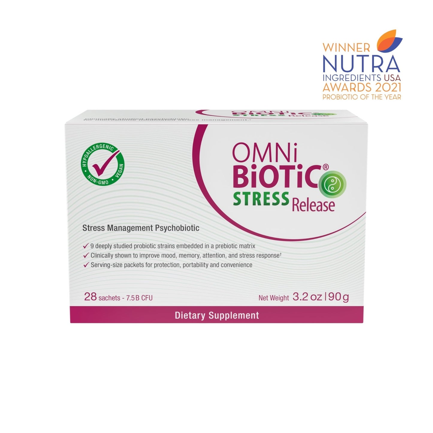 OMNi BiOTiC Stress Release - Clinically Tested Probiotic for Stress Management & Gut-Brain Axis Support - Stress Probiotic and Mood Probiotic - Vegan, Non-GMO (28 Daily Packets) - dailyvitalstore