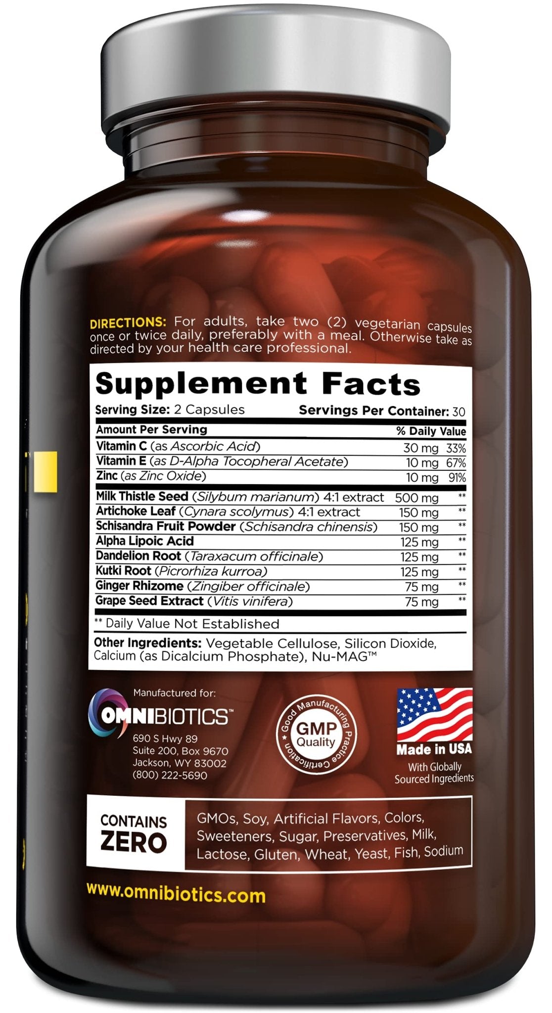 OmniBiotics Liver Cleanse Detox & Repair Supplement – Milk Thistle, Dandelion Root, Alpha Lipoic Acid, Artichoke Extract, Schisandra, Silymarin – 60 Vegan Capsules - dailyvitalstore
