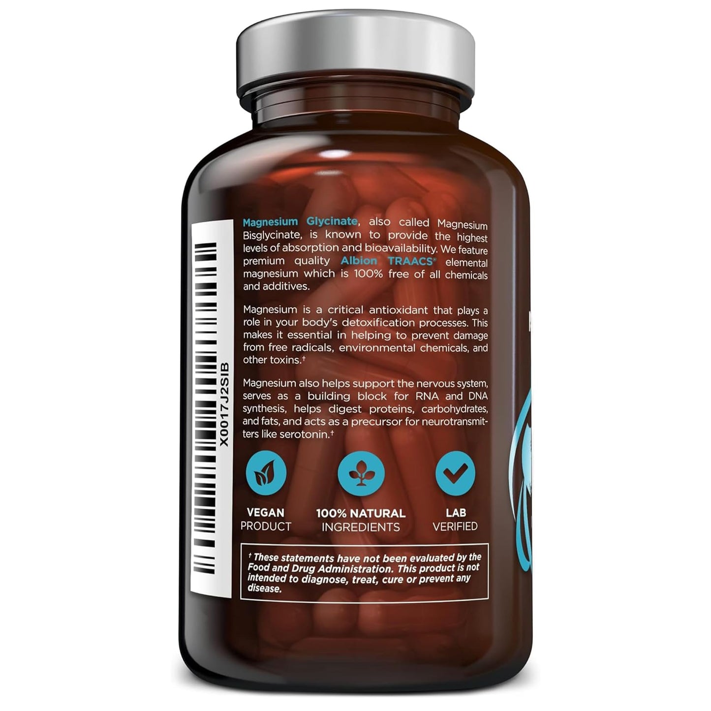 OmniBiotics Magnesium Glycinate Supplement – with 100% Pure Albion TRAACS Bisglycinate Chelate for Sleep, Muscle, Nerve & Heart Health – 120 Vegan Capsules - dailyvitalstore