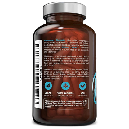 OmniBiotics Magnesium Glycinate Supplement – with 100% Pure Albion TRAACS Bisglycinate Chelate for Sleep, Muscle, Nerve & Heart Health – 120 Vegan Capsules - dailyvitalstore