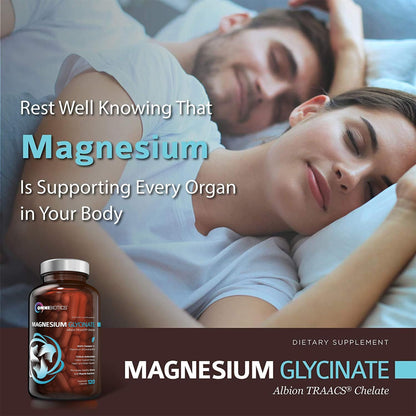 OmniBiotics Magnesium Glycinate Supplement – with 100% Pure Albion TRAACS Bisglycinate Chelate for Sleep, Muscle, Nerve & Heart Health – 120 Vegan Capsules - dailyvitalstore