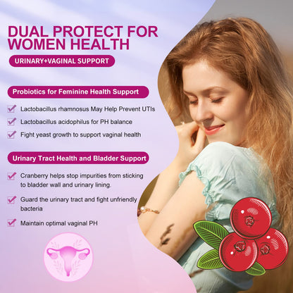 OMOGS 2PCS Women's Probiotic, with Cranberry Extract, Organic Prebiotics & Vitamin C, 90 Billion CFUs,18 Strains, Help for Boost Immune, Digestive, Gut Health & Women's Health,180 Tablets - dailyvitalstore