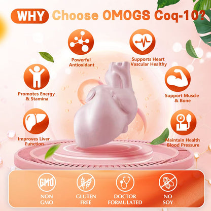 OMOGS CoQ10 400mg Softgels, Coenzyme Q10 High Absorption Supplements Support Heart Health, Cardiovascular Health, Immune System - dailyvitalstore