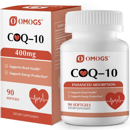 OMOGS CoQ10 400mg Softgels, Coenzyme Q10 High Absorption Supplements Support Heart Health, Cardiovascular Health, Immune System - dailyvitalstore