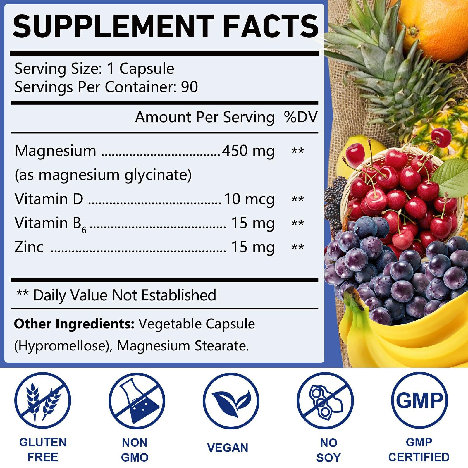 OMOGS High Absorption Magnesium Glycinate, for Supporting Sleep, Muscle Relaxation, Heart Health & Bone Health, Gluten Free, Non-GMO, 90 Vegetarian Capsules - dailyvitalstore