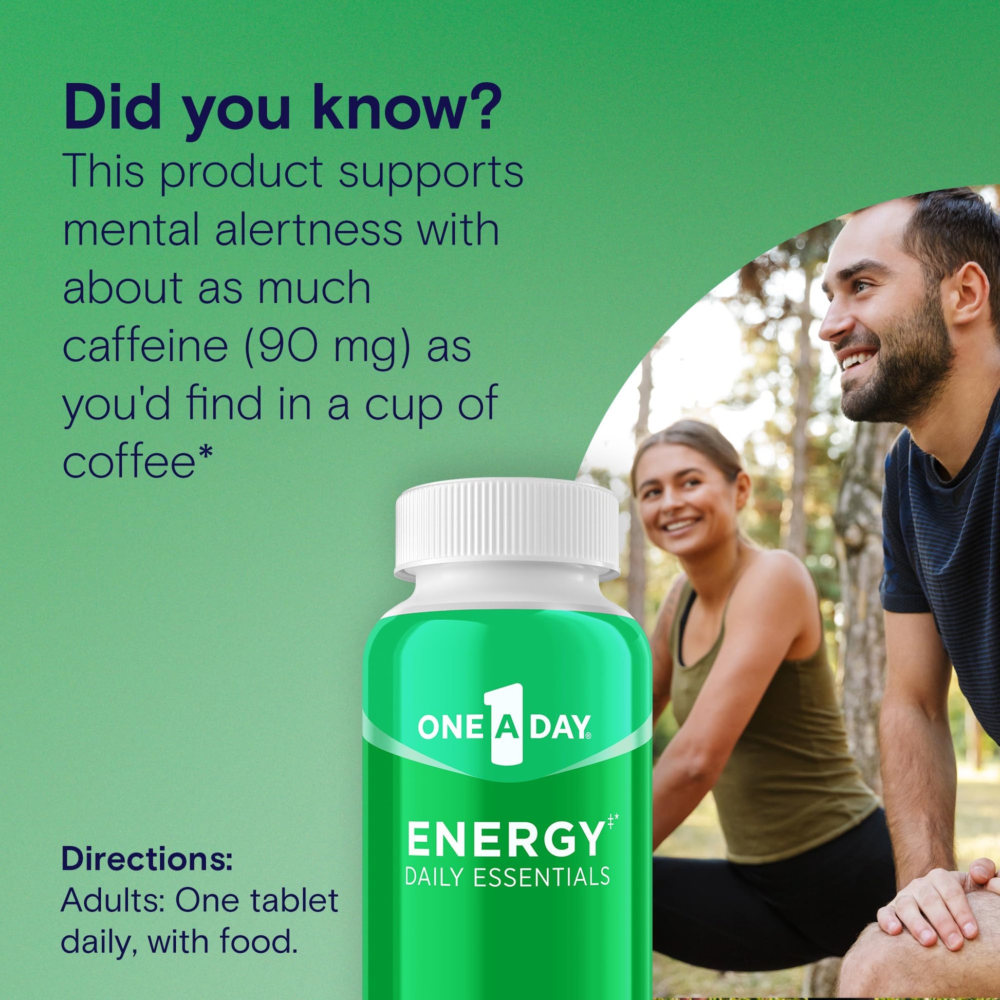 One A Day Energy Daily Essentials Multivitamin, Energy Supplement to Support Mental Alertness and Immune Health with Vitamins A C, D, E, Zinc and Caffeine, 120 Count - dailyvitalstore