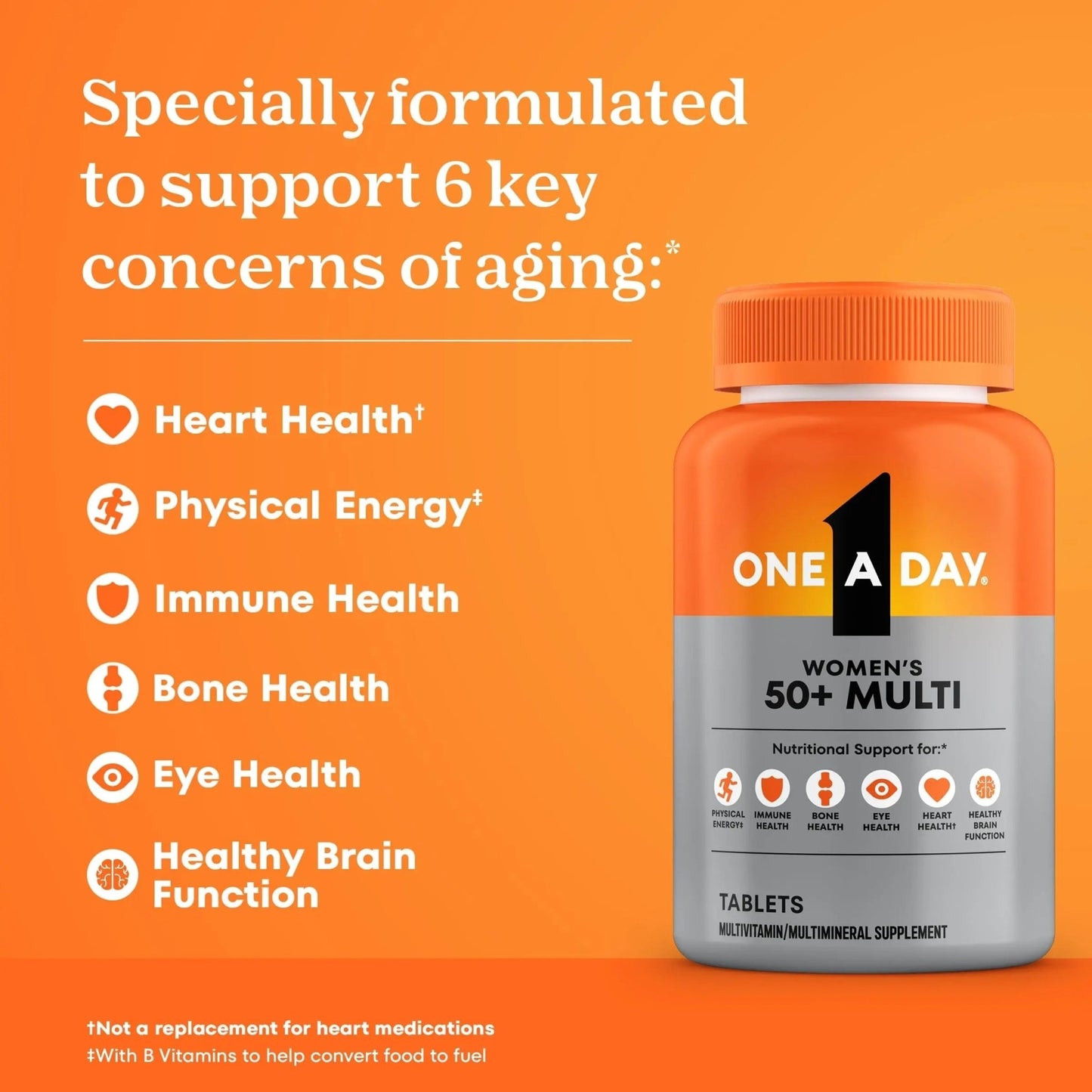 One A Day Multivitamin for Women 50 and Over Tablets, Womens Multivitamin 50 plus with Vitamins D, C, E, Zinc & Biotin, Daily Vitamins for Woman 50+, 65 Ct - dailyvitalstore