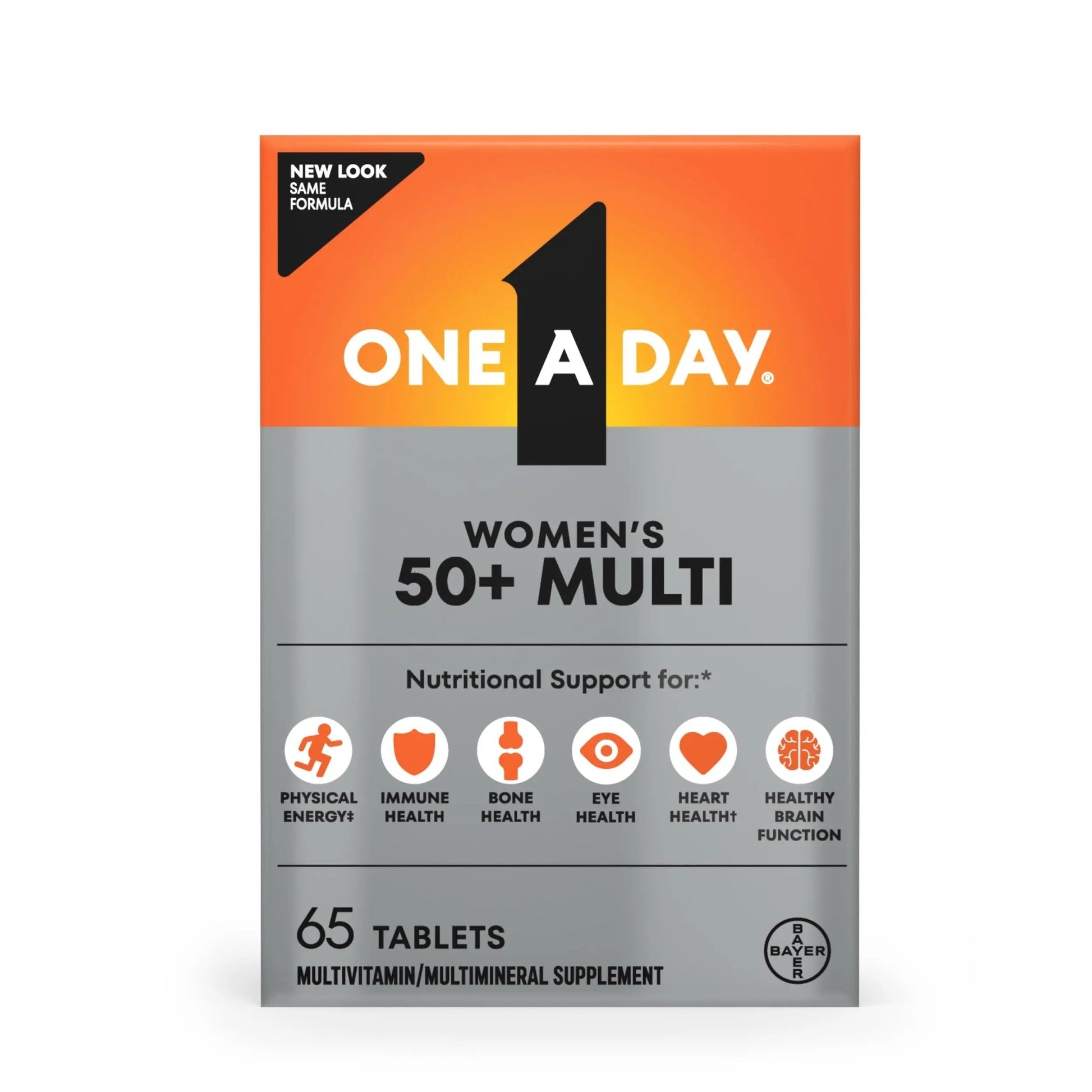 One A Day Multivitamin for Women 50 and Over Tablets, Womens Multivitamin 50 plus with Vitamins D, C, E, Zinc & Biotin, Daily Vitamins for Woman 50+, 65 Ct - dailyvitalstore
