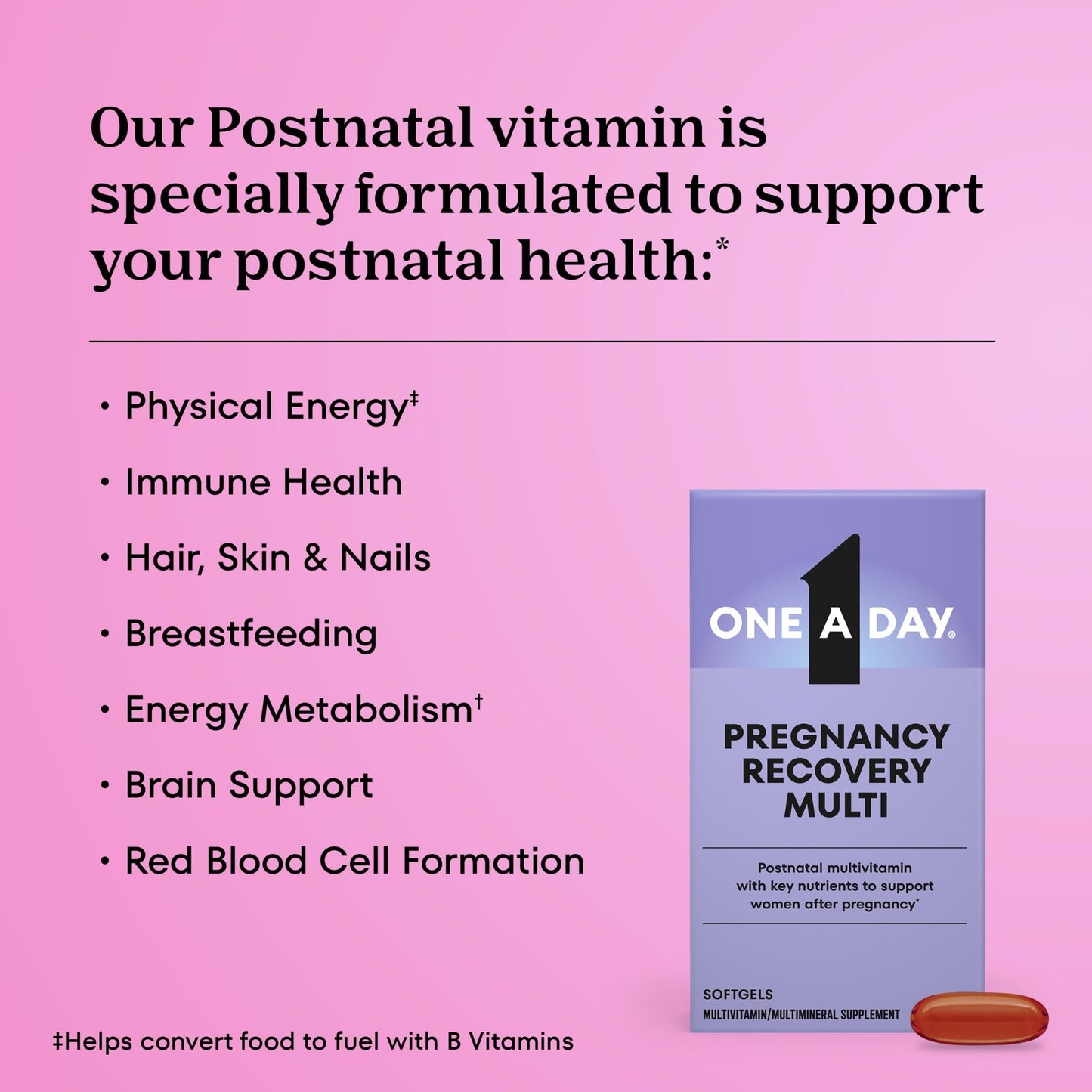 One A Day Postnatal Vitamins for Women, Postnatal Multivitamin with Folic Acid, Omega-3 DHA, B Vitamins, Support Immune Health, Breastfeeding - dailyvitalstore