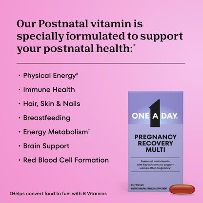 One A Day Postnatal Vitamins for Women, Postnatal Multivitamin with Folic Acid, Omega-3 DHA, B Vitamins, Support Immune Health, Breastfeeding - dailyvitalstore