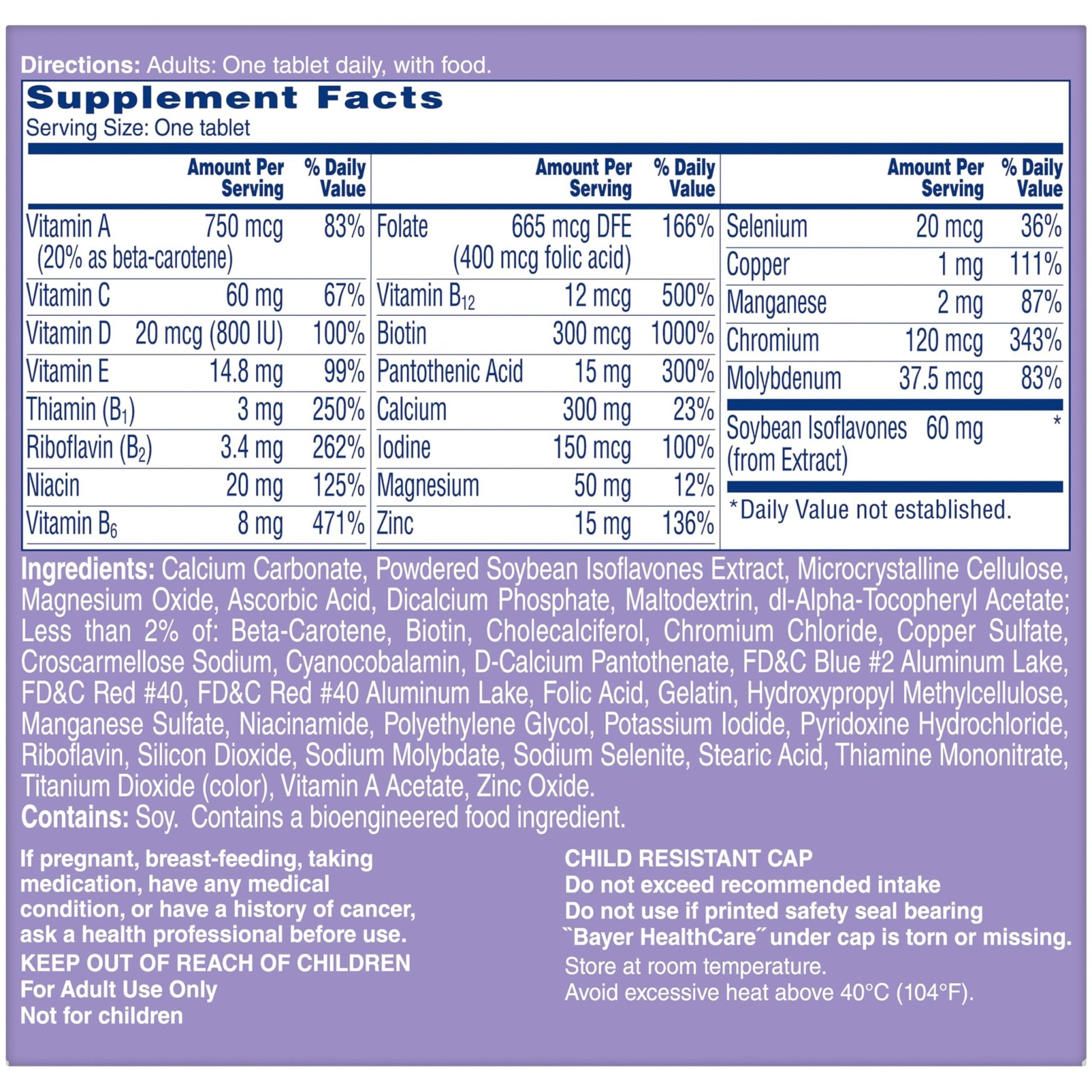 One A Day Women's Menopause Multivitamin with Vitamin A, Vitamin C, Vitamin D, Vitamin E and Zinc for Immune Health Support, Bone health, 50 Count - dailyvitalstore