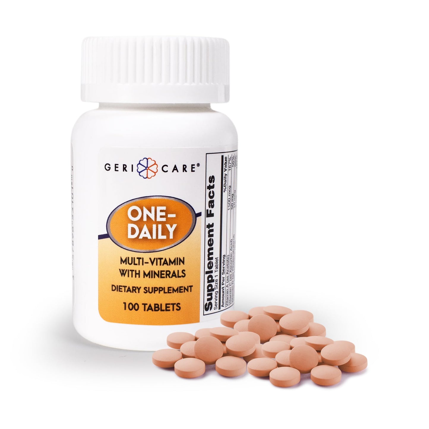One-Daily Multivitamins with Minerals for Men & Women (100 Tablets) by GeriCare| High-Potency Multi-Vitamin & Multimineral Dietary Supplement for Immunity, Energy| Complete Daily Nutritional Support - dailyvitalstore