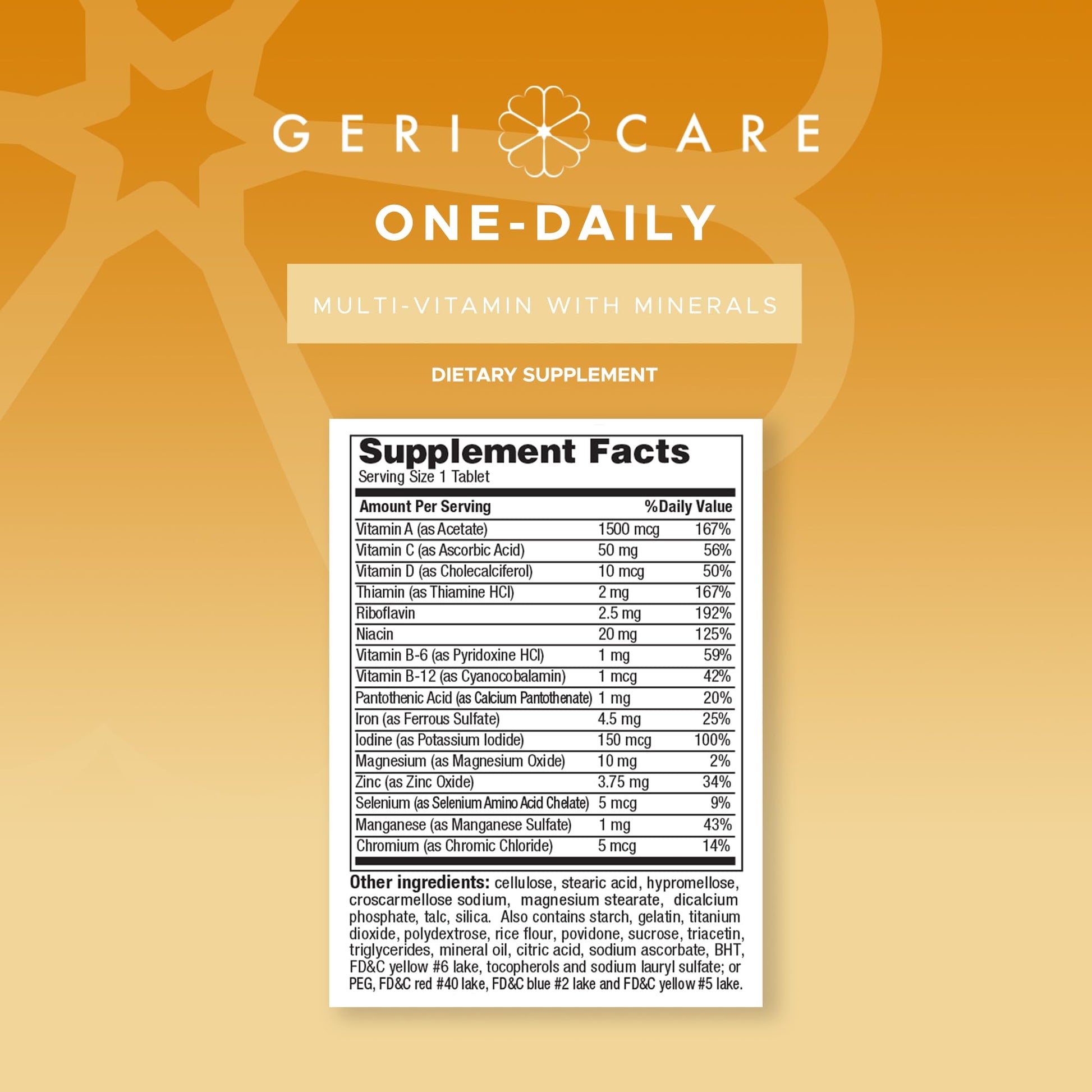 One-Daily Multivitamins with Minerals for Men & Women (100 Tablets) by GeriCare| High-Potency Multi-Vitamin & Multimineral Dietary Supplement for Immunity, Energy| Complete Daily Nutritional Support - dailyvitalstore