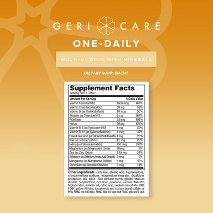 One-Daily Multivitamins with Minerals for Men & Women (100 Tablets) by GeriCare| High-Potency Multi-Vitamin & Multimineral Dietary Supplement for Immunity, Energy| Complete Daily Nutritional Support - dailyvitalstore