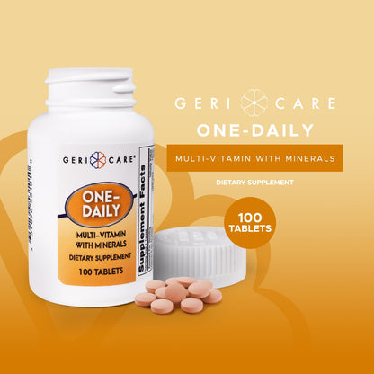 One-Daily Multivitamins with Minerals for Men & Women (100 Tablets) by GeriCare| High-Potency Multi-Vitamin & Multimineral Dietary Supplement for Immunity, Energy| Complete Daily Nutritional Support - dailyvitalstore