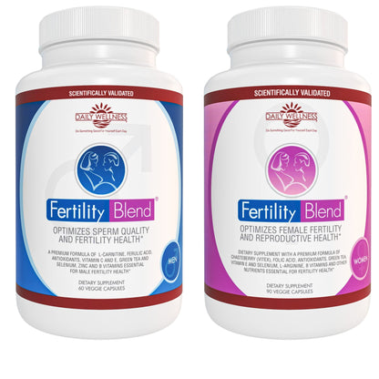 One Month Supply Each-FERTILITY BLEND Supplement for MEN (60 Tablets) and FERTILITY BLEND Supplement for WOMEN (90 Tablets).by The Daily Wellness Co. - dailyvitalstore