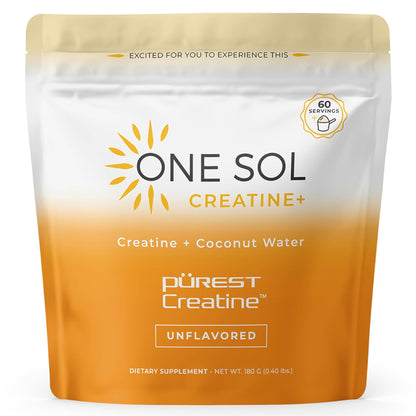 One Sol Creatine for Women, All Natural Women's Creatine Powder w Pure Creatine & Coconut Water, Increase Lean Muscle Mass, Reduce Recovery Time, Promotes Brain & Bone Health (Unflavored, 60 Servings) - dailyvitalstore