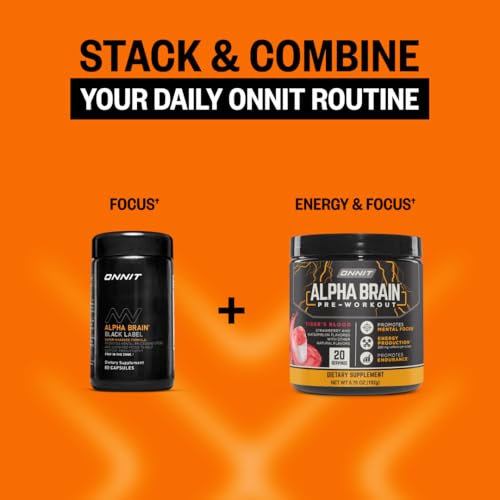 ONNIT Alpha Brain Black Label Capsules, IGEN Non-GMO Tested Citicoline Brain Supplement for Concentration and Memory, Lion’s Mane, Lutemax Lutein, L Theanine and Mucuna Pruriens, 80 Count - dailyvitalstore