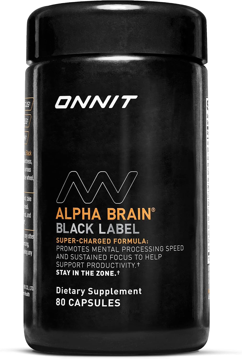 ONNIT Alpha Brain Black Label Capsules, IGEN Non-GMO Tested Citicoline Brain Supplement for Concentration and Memory, Lion’s Mane, Lutemax Lutein, L Theanine and Mucuna Pruriens, 80 Count - dailyvitalstore