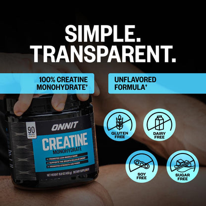 ONNIT Creatine Monohydrate Powder – Unflavored, 90-Serving Value Size – Supports Strength, Lean Muscle, and Brain Energy† – Keto Friendly - dailyvitalstore