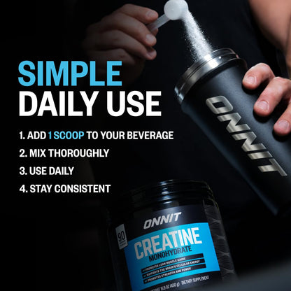 ONNIT Creatine Monohydrate Powder – Unflavored, 90-Serving Value Size – Supports Strength, Lean Muscle, and Brain Energy† – Keto Friendly - dailyvitalstore