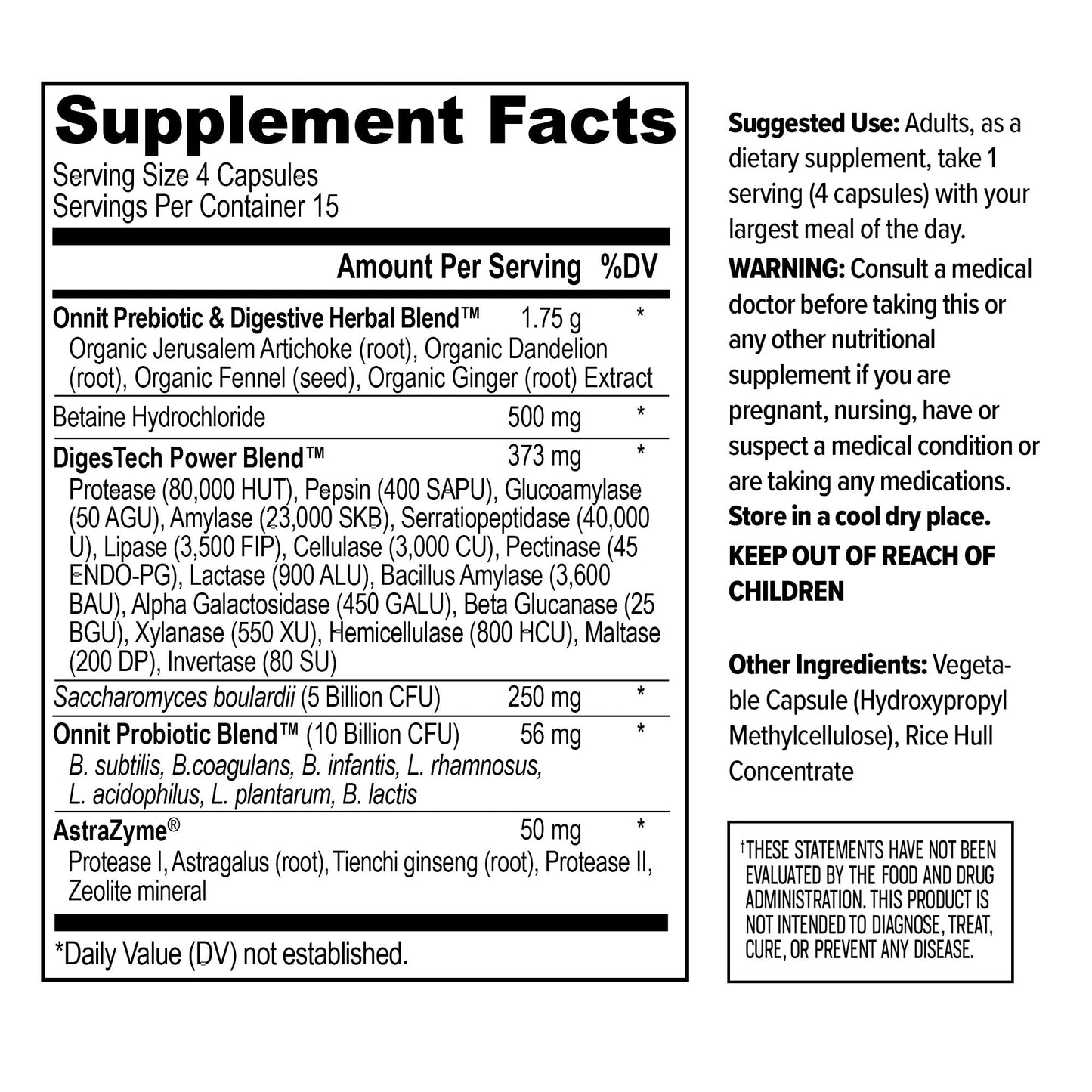 ONNIT Total Gut Health Daily Digestive Support, IGEN™ Non-GMO Tested Digestion Supplement for Women and Men with 7 Strains of Probiotics, - dailyvitalstore