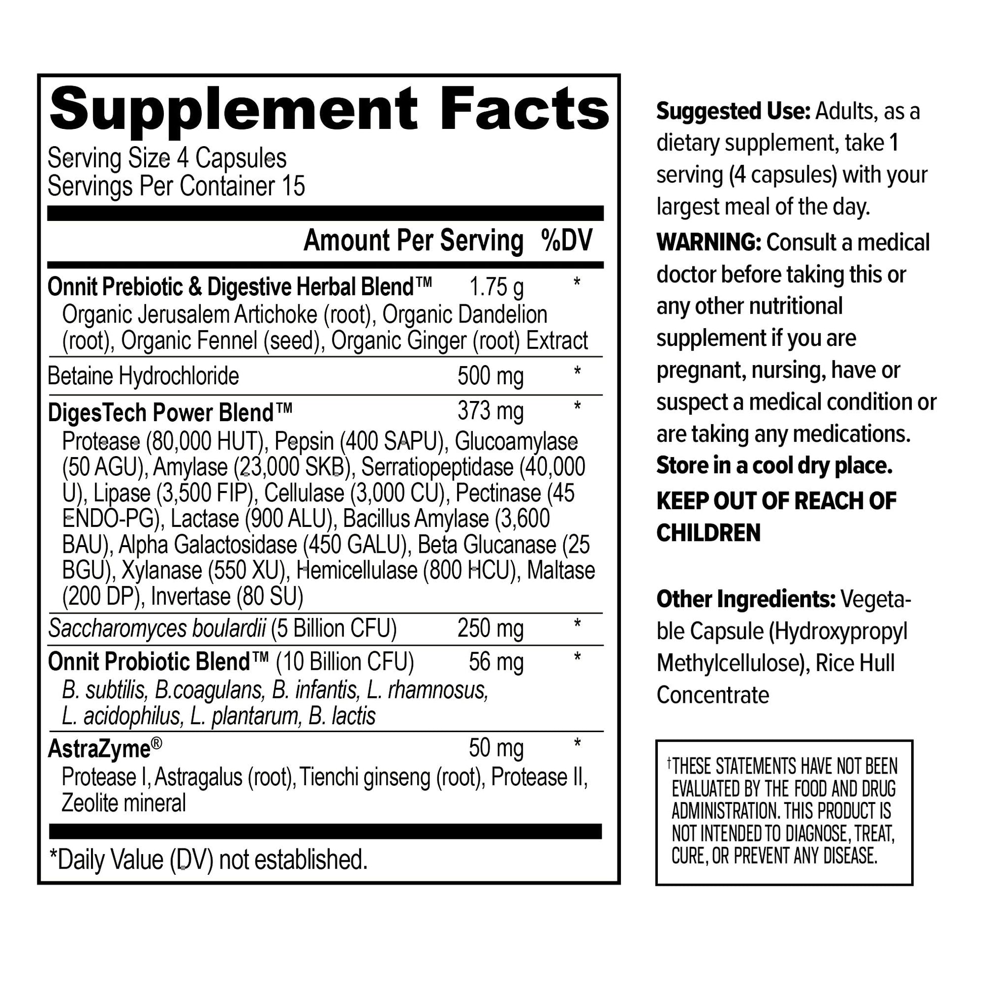 ONNIT Total Gut Health Daily Digestive Support, IGEN™ Non-GMO Tested Digestion Supplement for Women and Men with 7 Strains of Probiotics, - dailyvitalstore