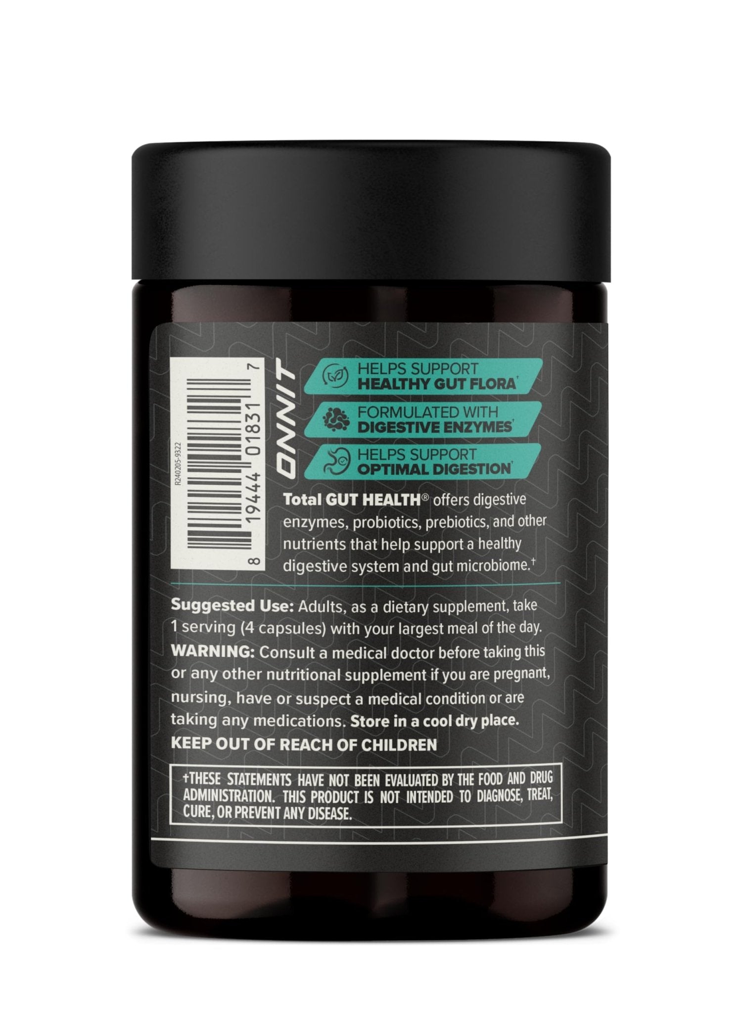 ONNIT Total Gut Health Daily Digestive Support, IGEN Non-GMO Tested Digestion Supplement for Women and Men with 7 Strains of Probiotics, Prebiotics, - dailyvitalstore