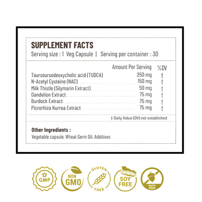 Onpharno TUDCA Advance – 250mg TUDCA, NAC, Milk Thistle, Dandelion, Burdock & Picrorhiza Extract – 30 Liquid-Filled Veg Capsules - dailyvitalstore