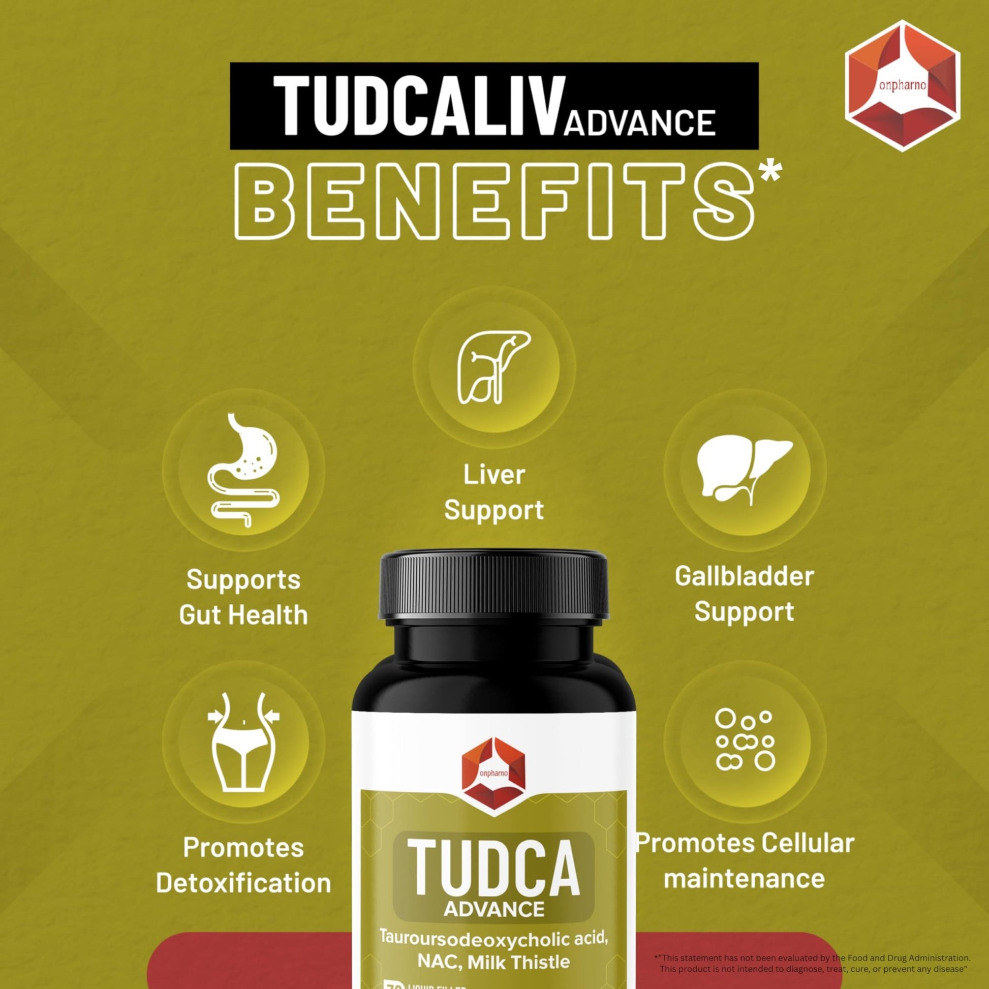 Onpharno TUDCA Advance – 250mg TUDCA, NAC, Milk Thistle, Dandelion, Burdock & Picrorhiza Extract – 30 Liquid-Filled Veg Capsules - dailyvitalstore