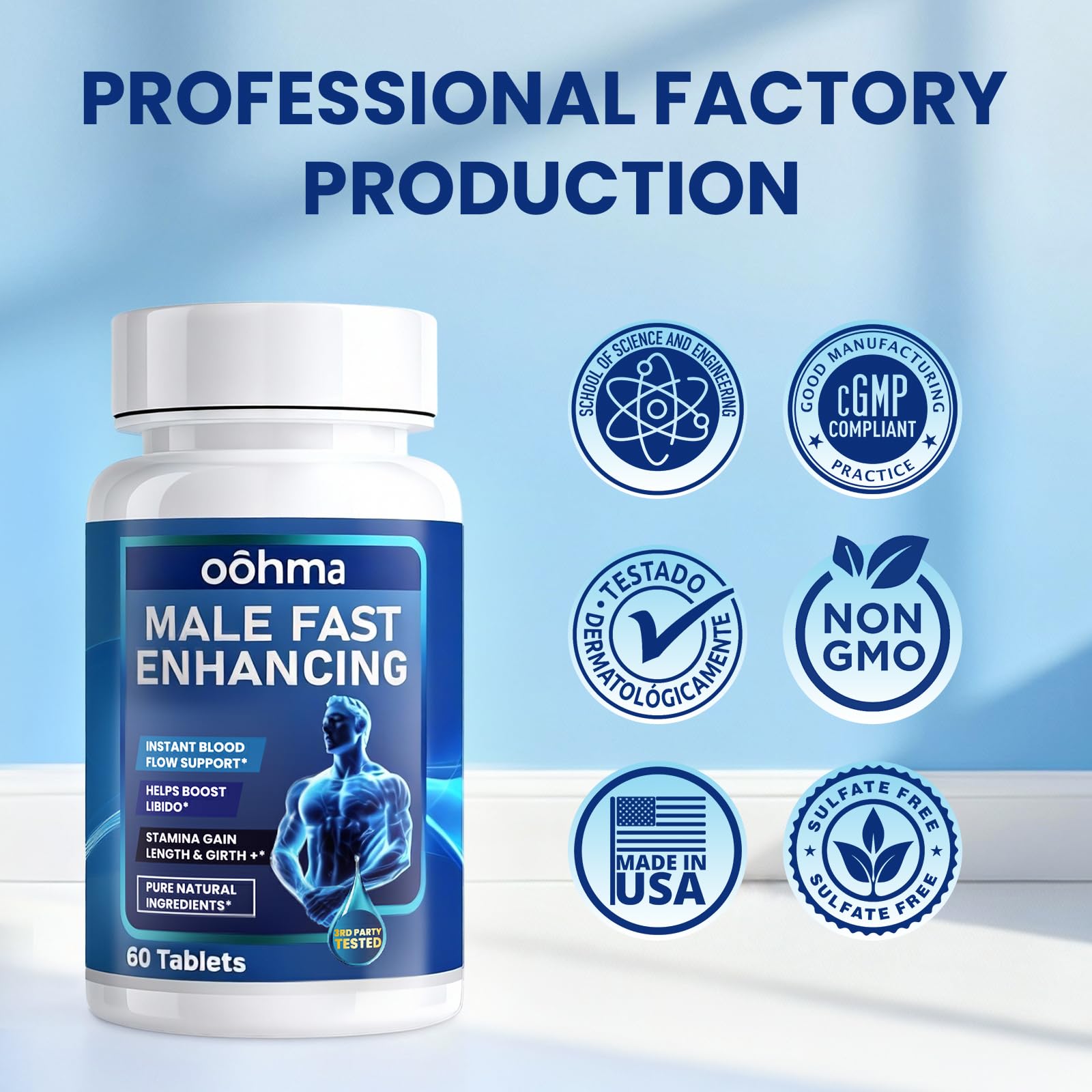 Oohma New Male Enhancing Supplement, Designed to be Fast Acting for Blood Flow to Gain Length & Girth + Stamina, Maca, Epimedium, and Other Natural Ingredients, 3rd Party Tested Supplement 60 Tablets - dailyvitalstore