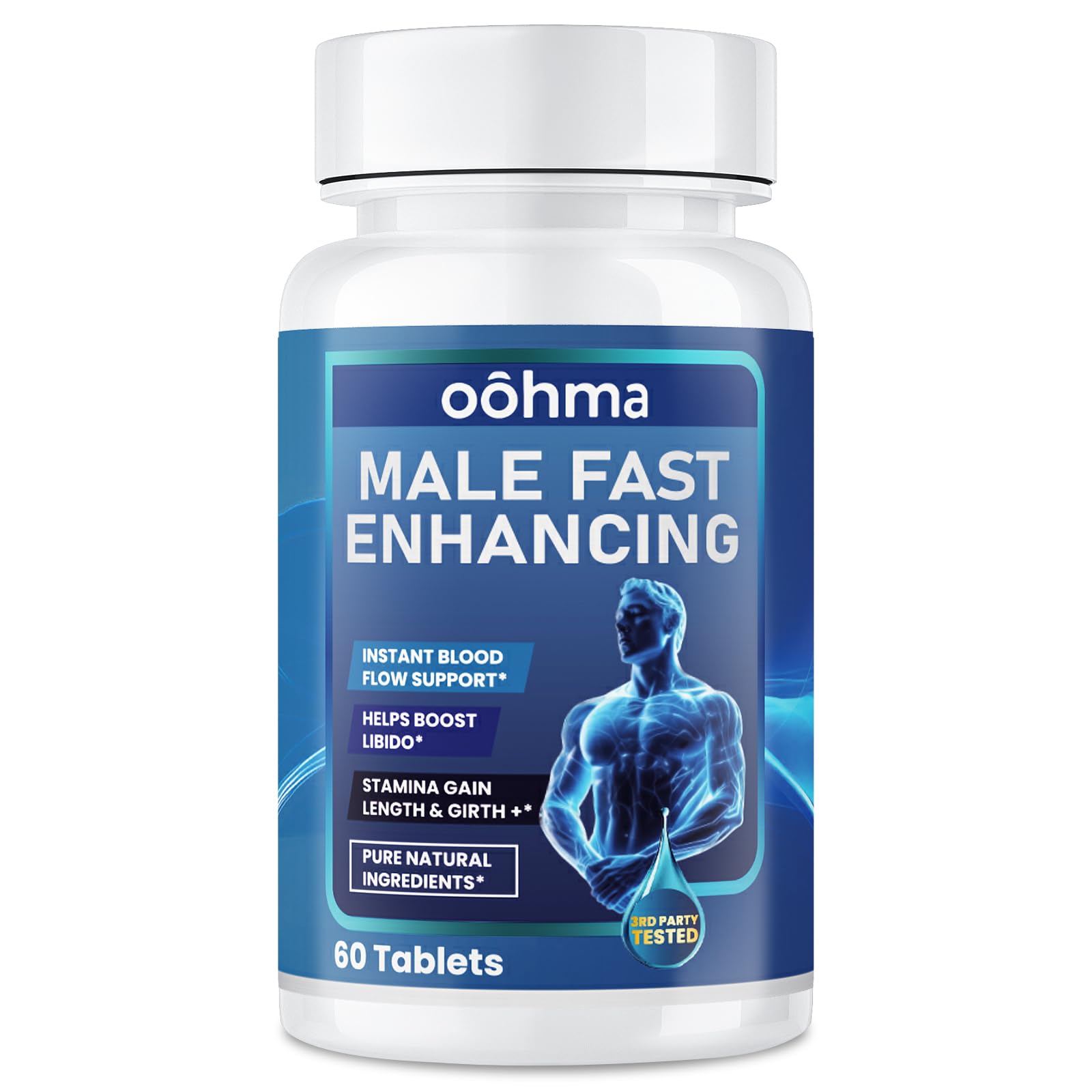 Oohma New Male Enhancing Supplement, Designed to be Fast Acting for Blood Flow to Gain Length & Girth + Stamina, Maca, Epimedium, and Other Natural Ingredients, 3rd Party Tested Supplement 60 Tablets - dailyvitalstore