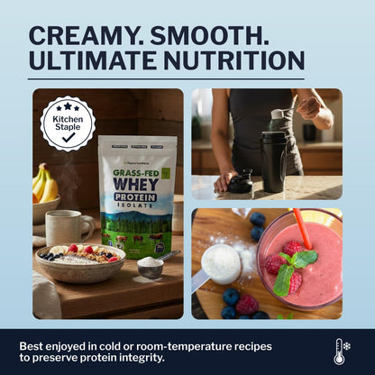 Opportuniteas Grass Fed Whey Isolate Protein Powder – Unflavored, Heavy-Metal Tested, 28g Protein, Sourced from Ireland, Hormone-Free, Non-GMO, Packaged in USA – 1lb - dailyvitalstore
