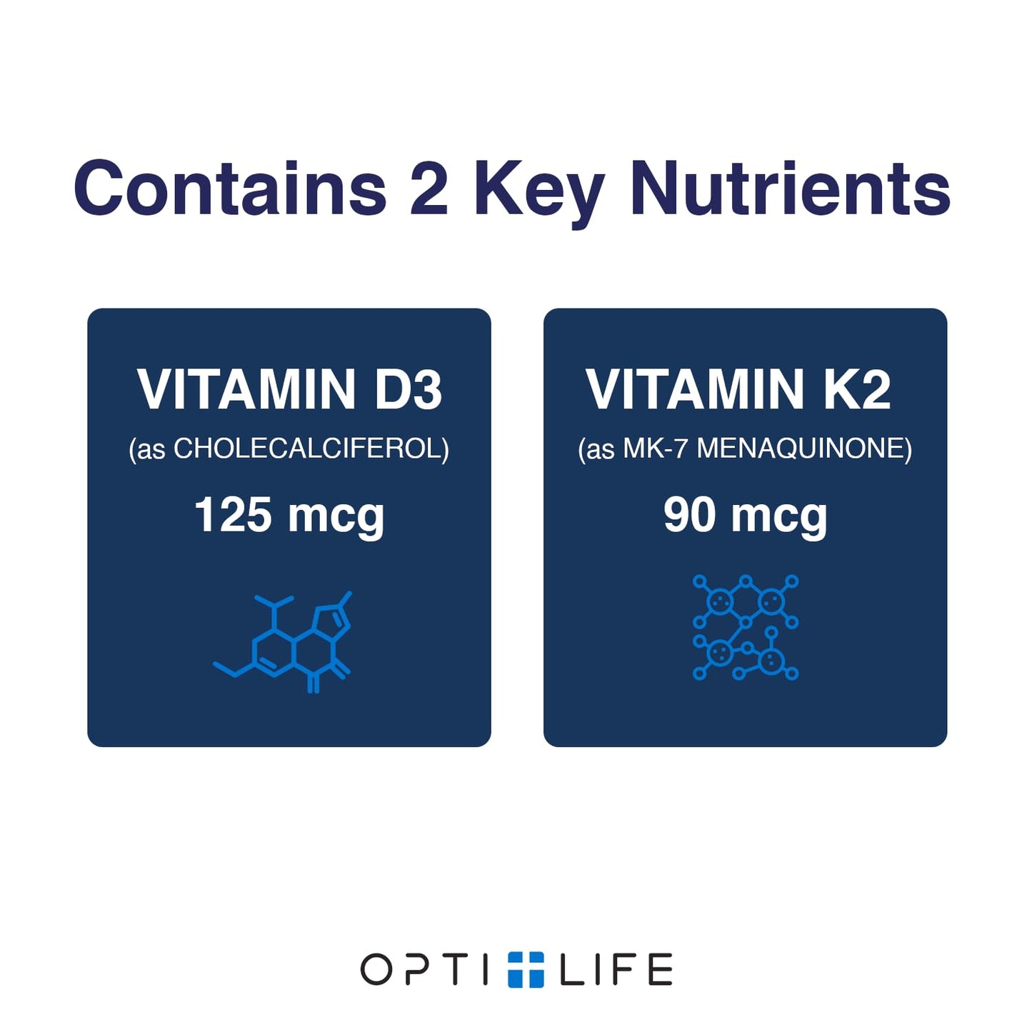 Opti + D3/K2 Supplement | Bone Health, Cardiovascular Wellness and Immune Support* Supplement | Vitamin D3 K2 Daily Support | 120 Capsules/120 Servings - dailyvitalstore