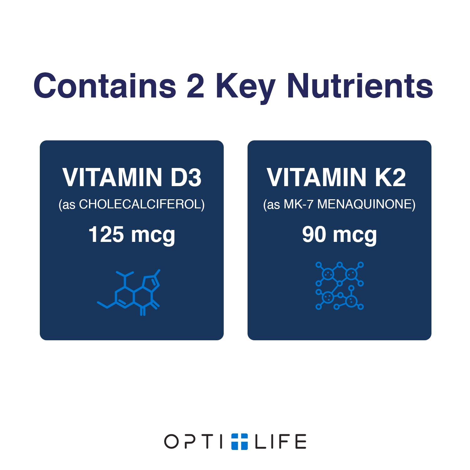 Opti + D3/K2 Supplement | Bone Health, Cardiovascular Wellness and Immune Support* Supplement | Vitamin D3 K2 Daily Support | 120 Capsules/120 Servings - dailyvitalstore