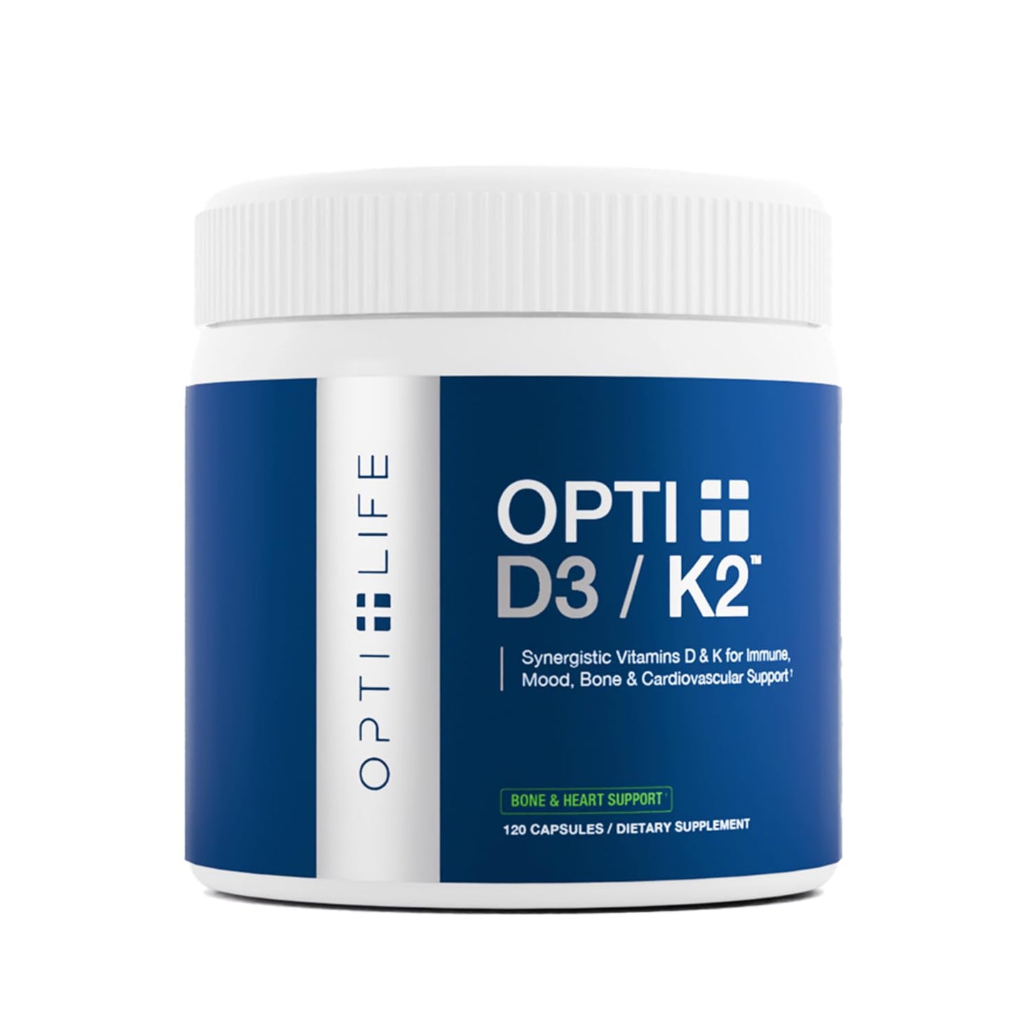 Opti + D3/K2 Supplement | Bone Health, Cardiovascular Wellness and Immune Support* Supplement | Vitamin D3 K2 Daily Support | 120 Capsules/120 Servings - dailyvitalstore
