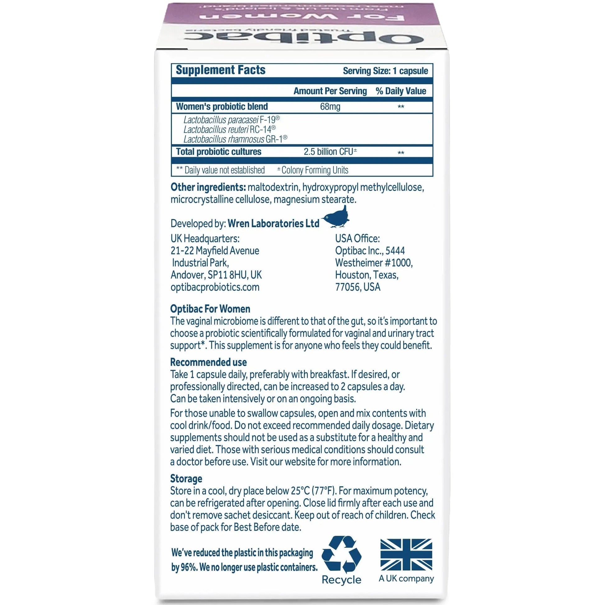 Optibac Probiotics for Women - Vegan Probiotic to Support Vagina Flora and Urinary Tract Health - 14 Capsules - dailyvitalstore